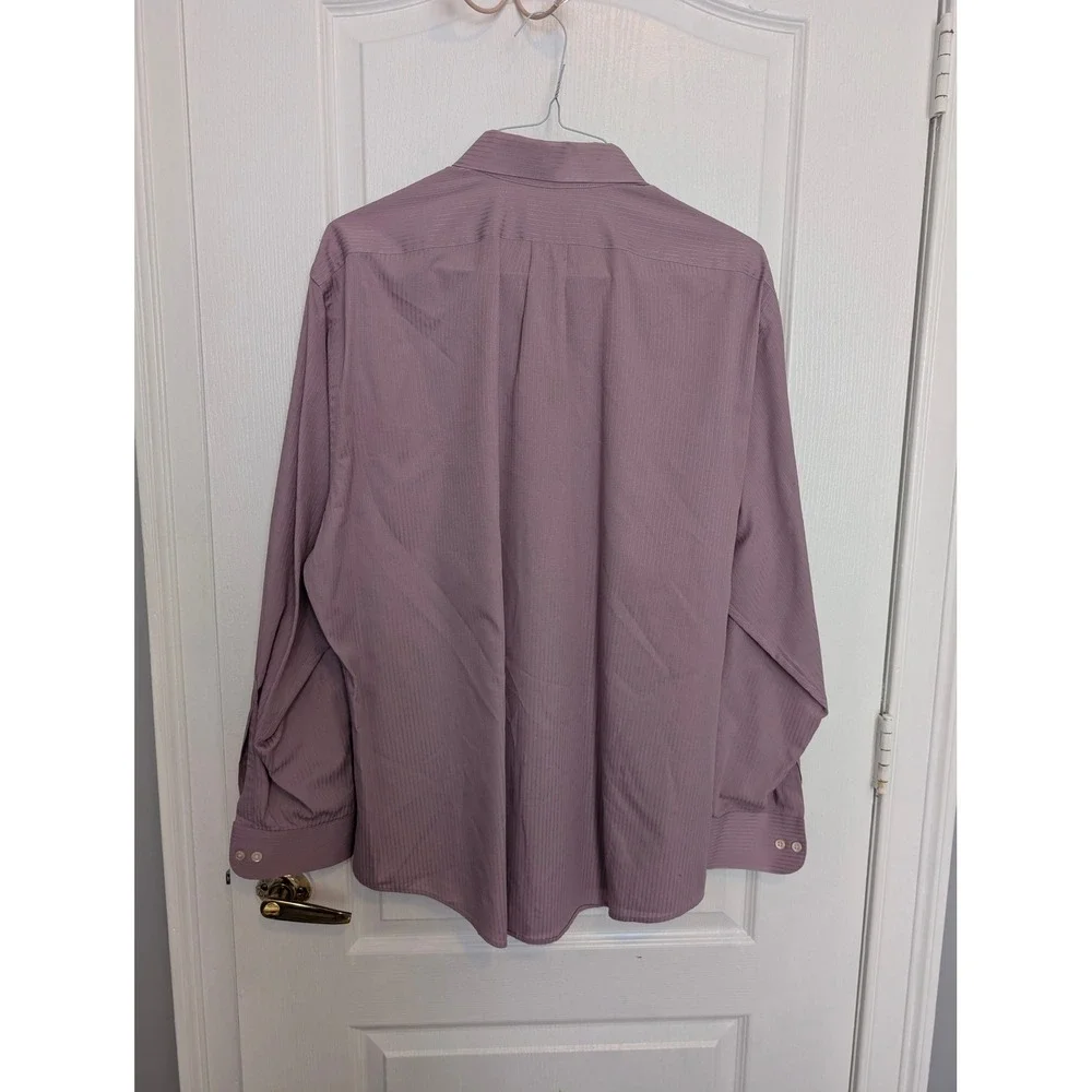 Van Heusen Fitted Dress Shirt Mens 18 34/35 XXL Mauve Purple pi - Picture 3 of 5